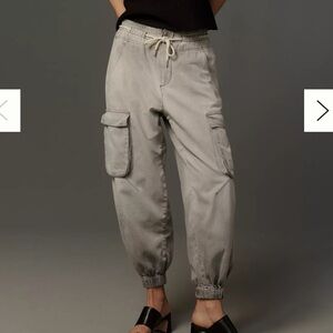 Anthropologie Pilcro XS High Rise Drawstring Cargo Jogger Jeans Pants Gray Relax